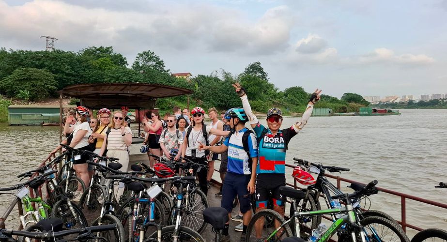 Met het pondje tijdens de fietstocht